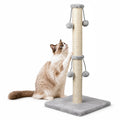 Dimaka 29'' Cat Scratching Post, Natural Sisal Rope Scratcher Post, Kitten Claw Scratch with 4 DanglingToy Balls for Large Cats (Grey)