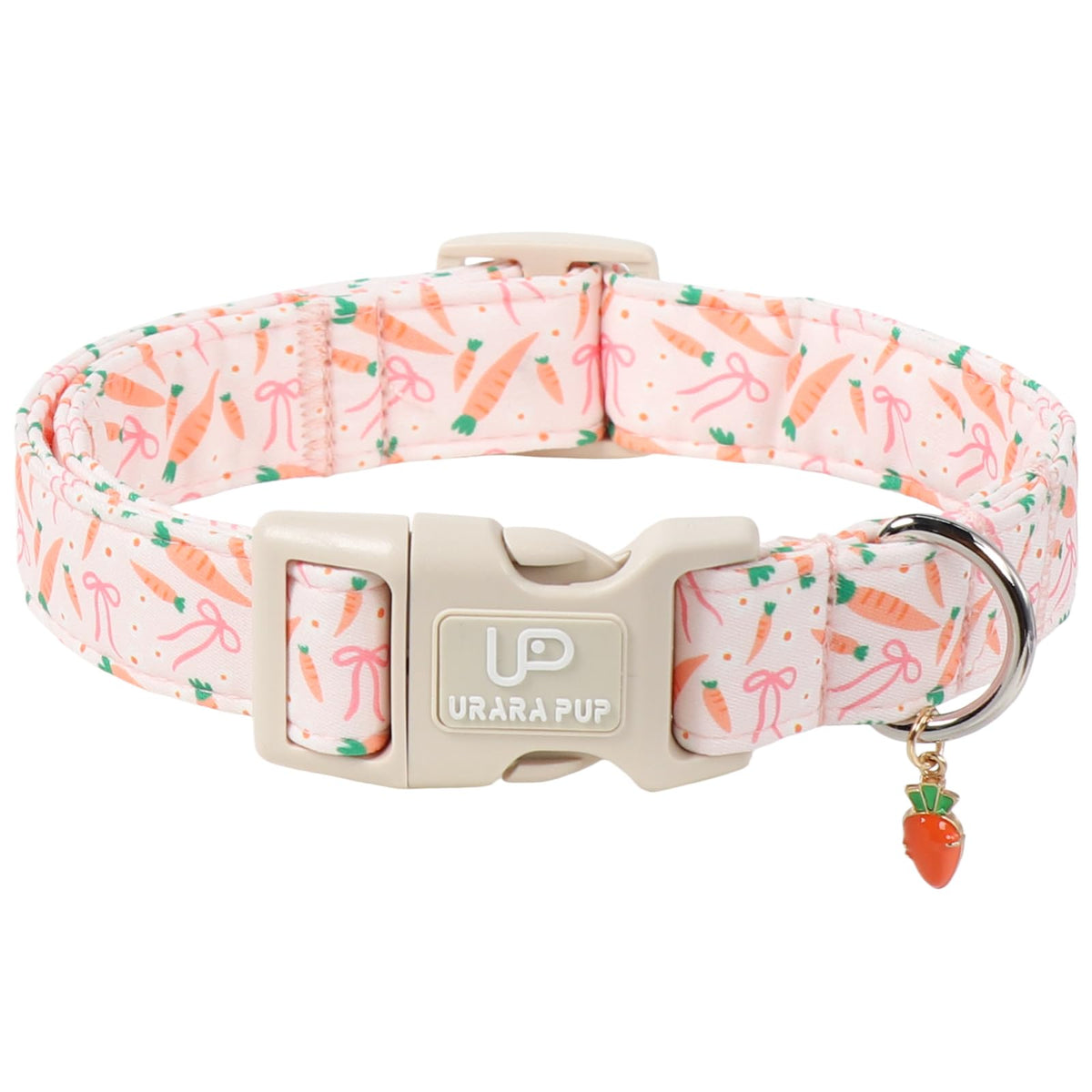 Valentine's Dog Collar, UP URARA PUP Pink Heart Adjustable Pet Collar with Bowknot Charm, Wedding Dog Accessories for Small Medium Large Dogs