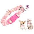 Pink Daisy Dog Collar with Bell,XS XXS Kitten Collars Girls with Buckle