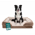 Furhaven Orthopedic Dog Bed for Large/Medium Dogs w/ Removable Bolsters & Washable Cover, For Dogs Up to 55 lbs - Plush & Velvet Waves Perfect Comfort Sofa - Brownstone, Large