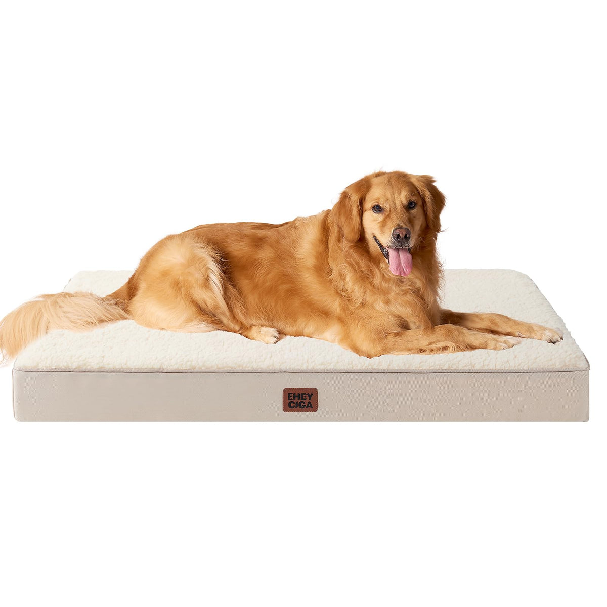 EHEYCIGA Orthopedic Dog Bed Large with Removable Washable Cover, 44IN Beige