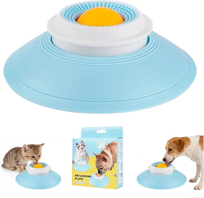 Dog Cat Licks Toys for Liquid Food, Anxieties Relief Slow Feeder Dog Lick Ball Treat Dispenser, Non-Slip Licking Bowl Enrichment Toys to Keep Them (B)