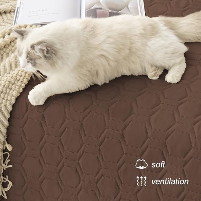 Waterproof and Anti-Slip Dog Bed Cover and Pet Blanket Sofa Pet Bed Mat car Incontinence Mattress Protectors Furniture Couch Cover for Most Cats Dogs, Pets（30x70-Chocolate）
