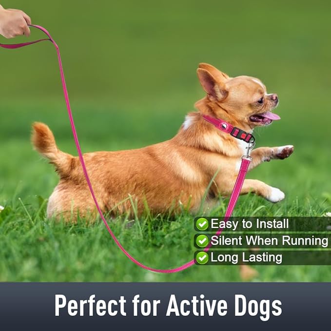 Erbine AirTag Dog Collar with AirTag Holder Compatible for Air Tag, Reflective Soft Padded, Safety Locking Buckle, Adjustable Nylon for Small Medium Large Dogs (Hotpink,XS)