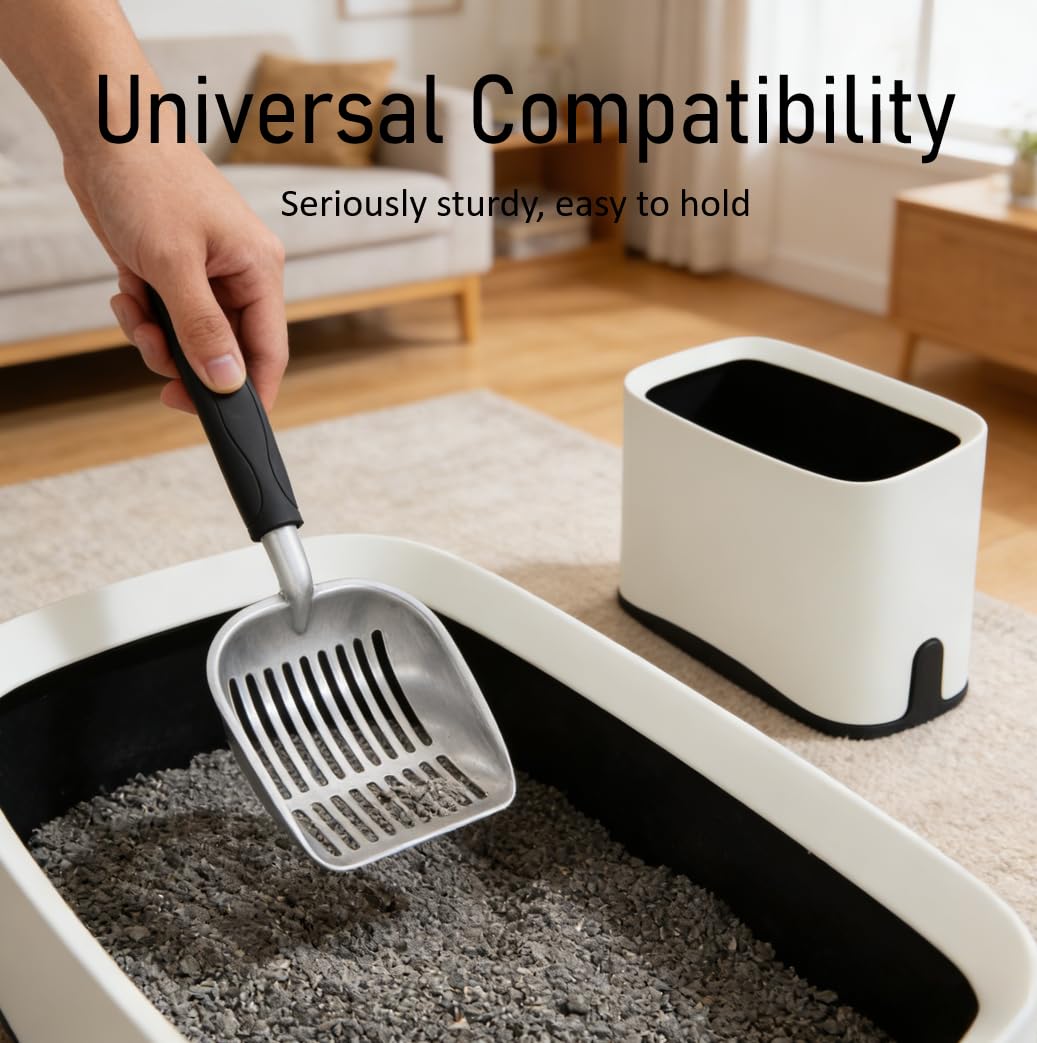 Epargnaro Heavy Duty Cat Litter Scoop with Holder - All Metal Cat Litter Scooper with Holder - Speed Sifter Litter Box Scooper Captures All Clumps - Aluminum Cats Litter Scooper