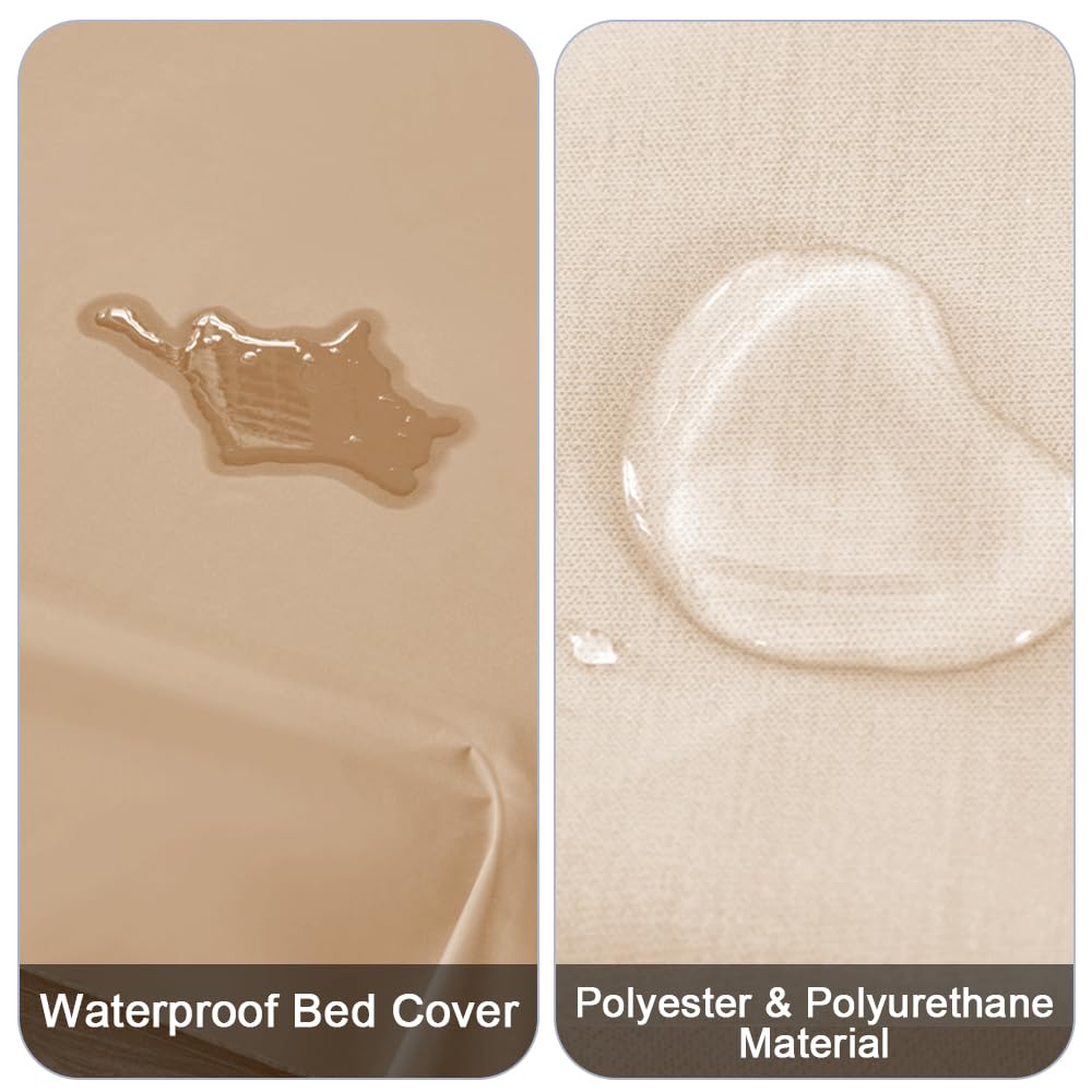 DUJUIKE Waterproof Bed Cover for Dog and Cats,Pet Hair Resistant Bed Sheet Cover, Protective Bed Liner Cover with 100% Waterproof Breathable Thin Fabric (Apricot Yellow, Twin 63 * 90 inch)