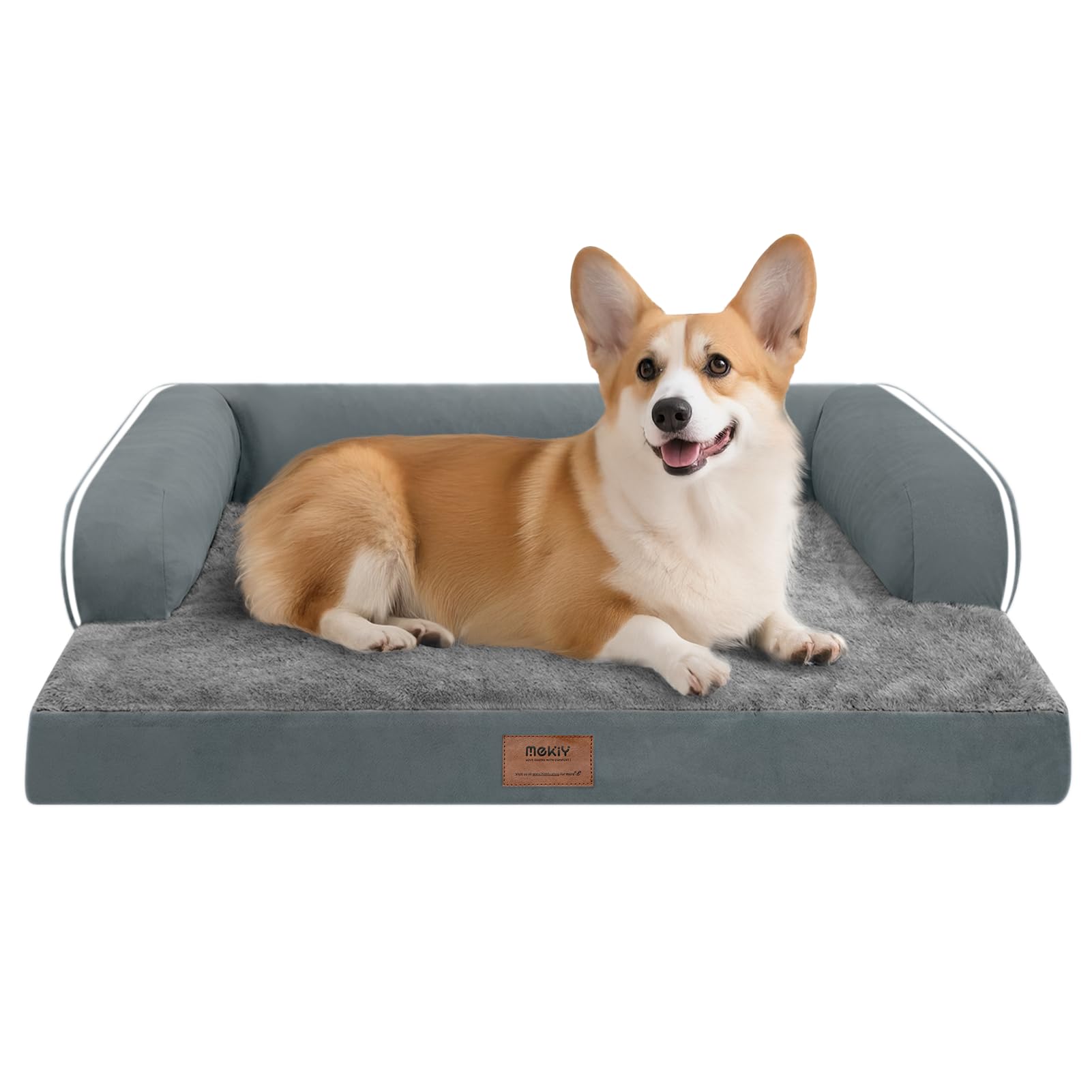 MEKIY Orthopedic Waterproof Dog Bed Pet Couch with Bolster for Medium Dogs