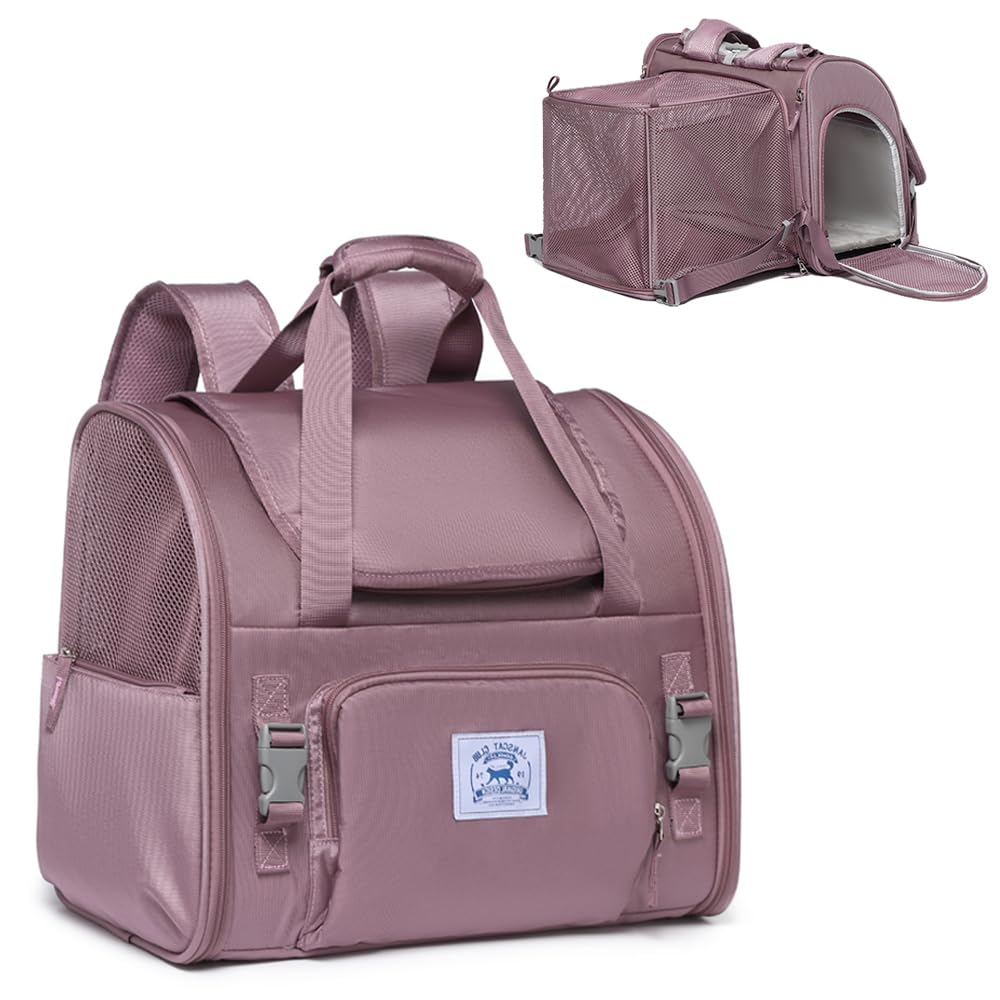 Pet Backpack Carrier for Small Dogs Medium Cats, Puppies,Breathable and Collapsible Design, Portable Travel Bag for Bearded Dragon,Rabbit Cage (Purple, Small)