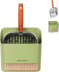 Stainless Steel Cat Litter Scoop with Holder, Kitty Poop Scooper Stand for Litter Box, Fast Sifting Non-Stick Cat Poop Scooper with Coarse and Fine Grids for All Litter Pan, Green