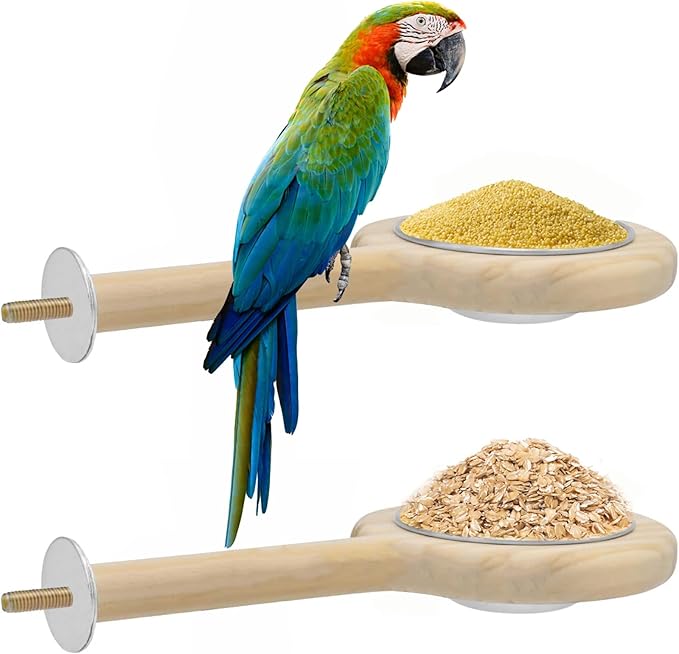 2-Pack Bird Perch Feeding Cup for Parakeet Cockatiel Budgie