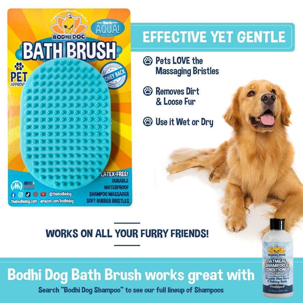 Bodhi Shampoo Brush | Pet Shower & Bath Supplies for Cats & Dogs Grooming | Long & Short Hair Dog Scrubber for Bath | Professional Quality Dog Wash Brush