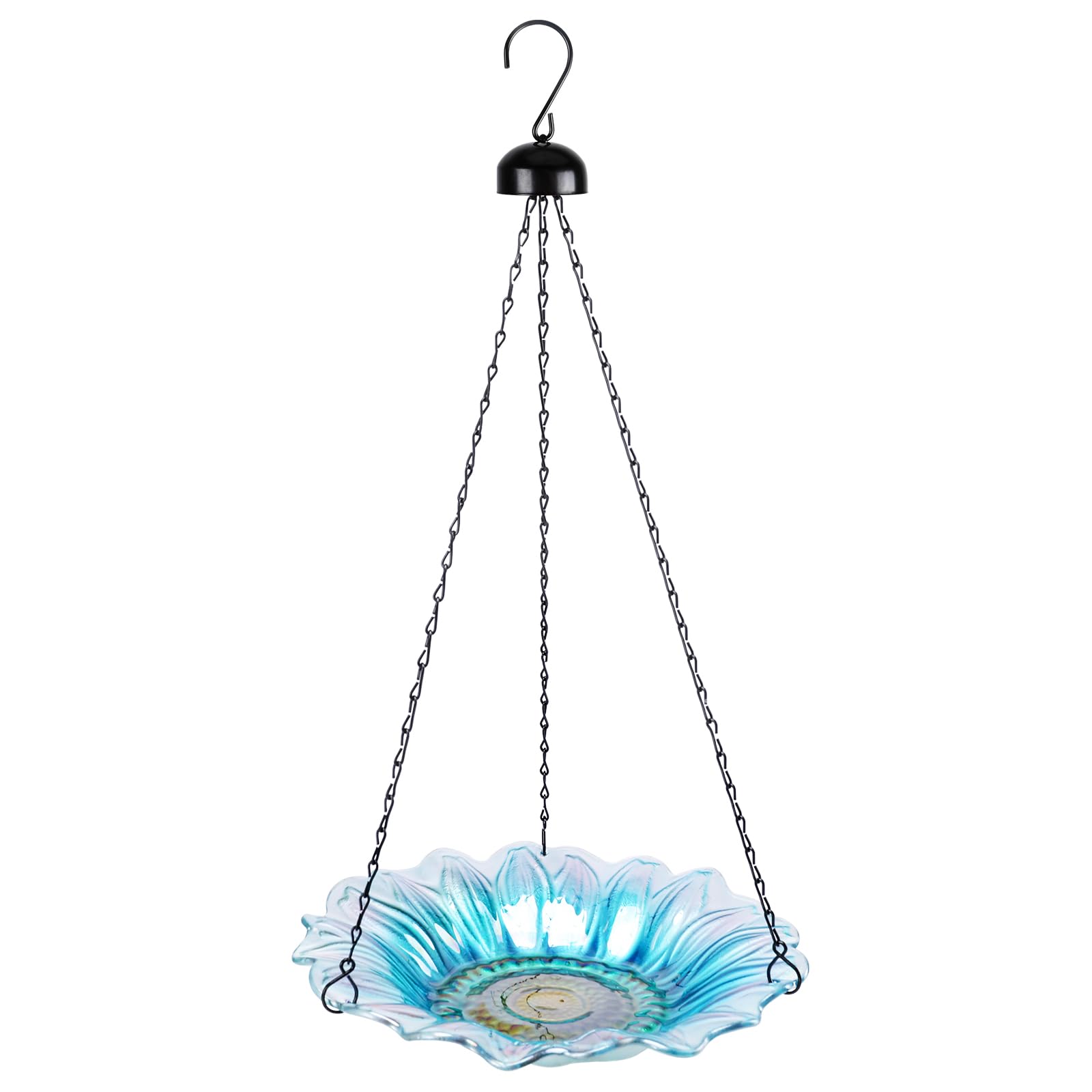 VCUTEKA Hanging Bird Bath Outdoor Glass Birdbaths Feeder for Garden Decor