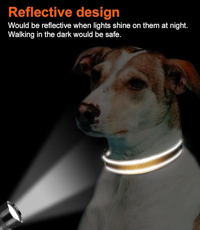 Joytale Reflective Dog Collar, Adjustable Neoprene Padded, Khaki S