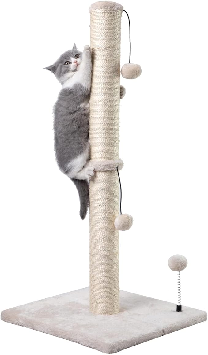 MECOOL Cat Scratching Post Premium Basics Kitten Scratcher Sisal Scratch Posts with Hanging Ball 22" for Kittens or Smaller Cats (22 inches for Kitten