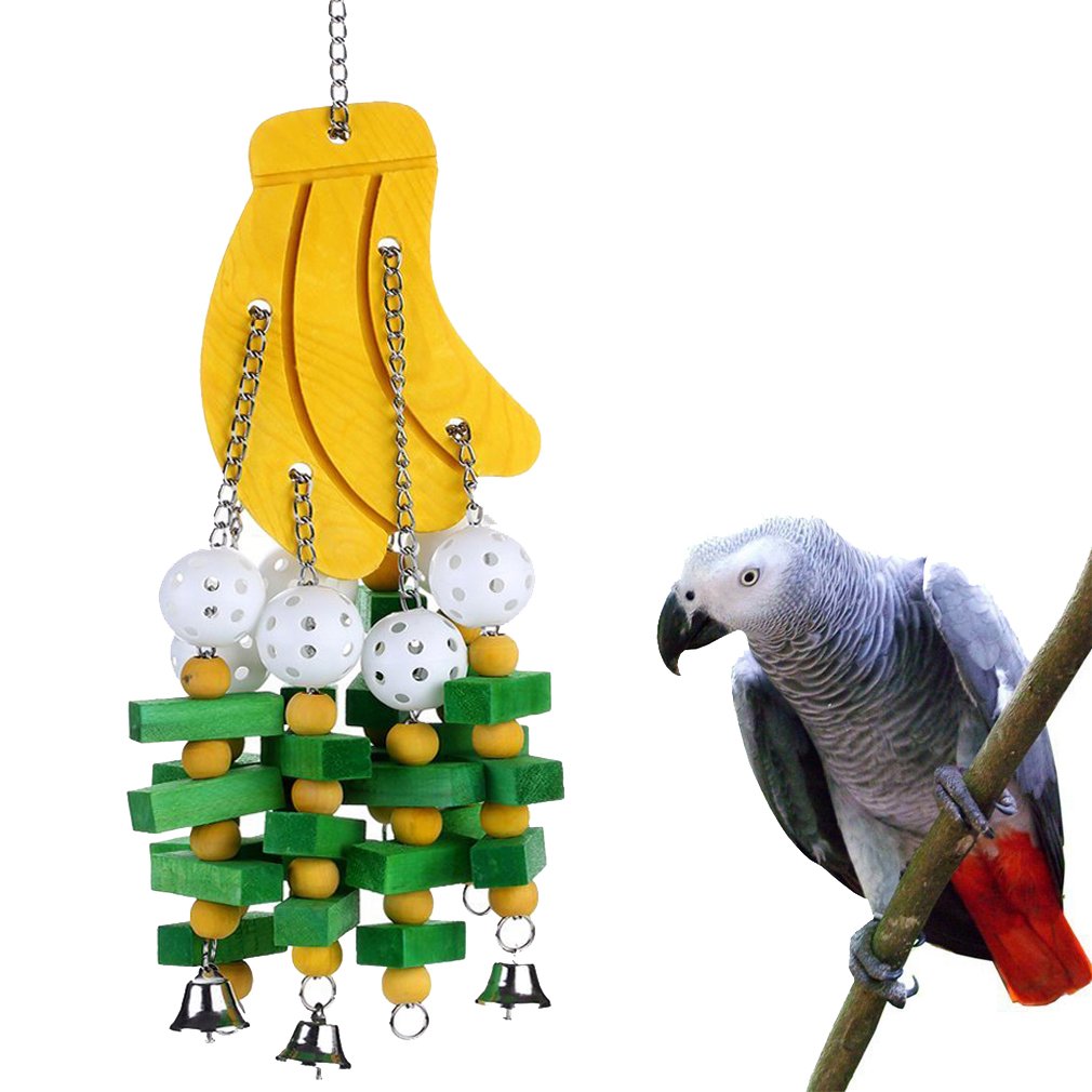 KINTOR Bird Chewing Toy Large Medium Parrot Cage Bite Toys African Grey Macaws Cockatoos Eclectus (Banana-22inch)