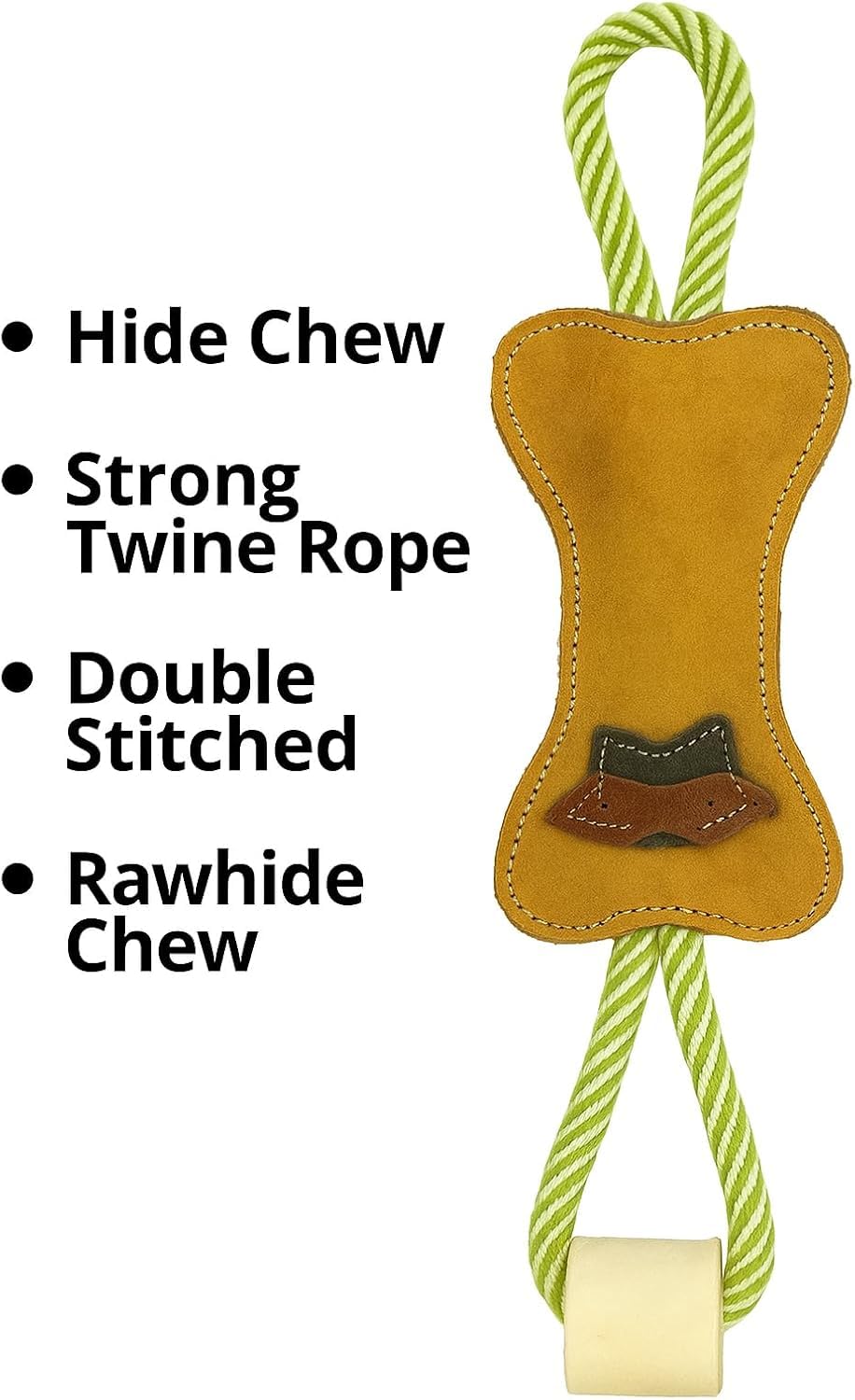 PAWPOURRI Natural Suede Leather and Rope Chew Toy with Bone Design for Medium and Large Dogs | Durable Interactive Play Toy | Great for Fetch, Tug and Daily Chewing Fun