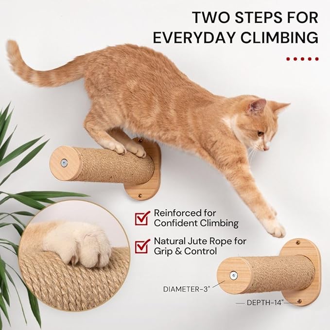 7 Ruby Road Cat Wall Shelves for Large Cats - Hammock and Steps Set
