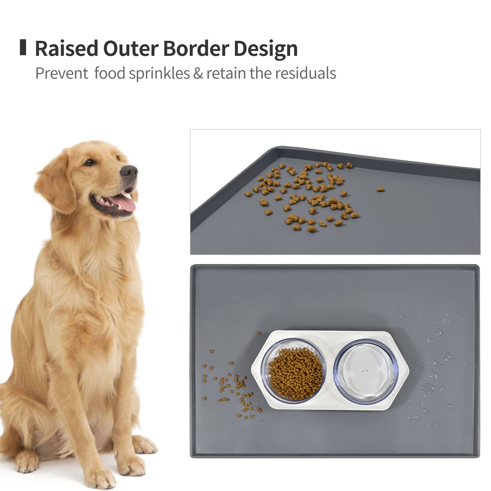 Silicone Dog Food Mat Waterproof Pet Feeding Tray for Small Medium Dogs