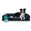 FurHaven Classic Sofa Orthopedic Dog Bed for Large Dogs with Egg Crate with a Solid Orthopedic Foam Base for Joint Support, Removable Washable Cover, Large, Quilted Sofa, Navy (Blue)