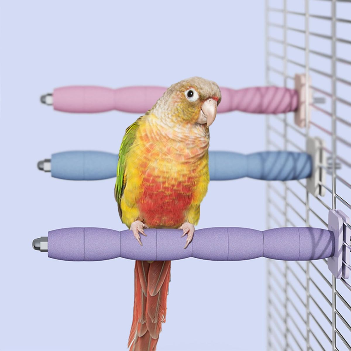 YOOSO WING Parrot Perch Birds Nail File Perch Abrasive Surface Ceramic Paw Grinding Stick – Bird Nail File – for Parrots, Budgies, Parakeets, and Cockatiels Bird Cage Accessory (Purple, 7.8Inch)