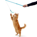 SmartyKat Frisky Flyer Feather Wand Cat Toy, Extendable Up to 24" - Blue, One Size