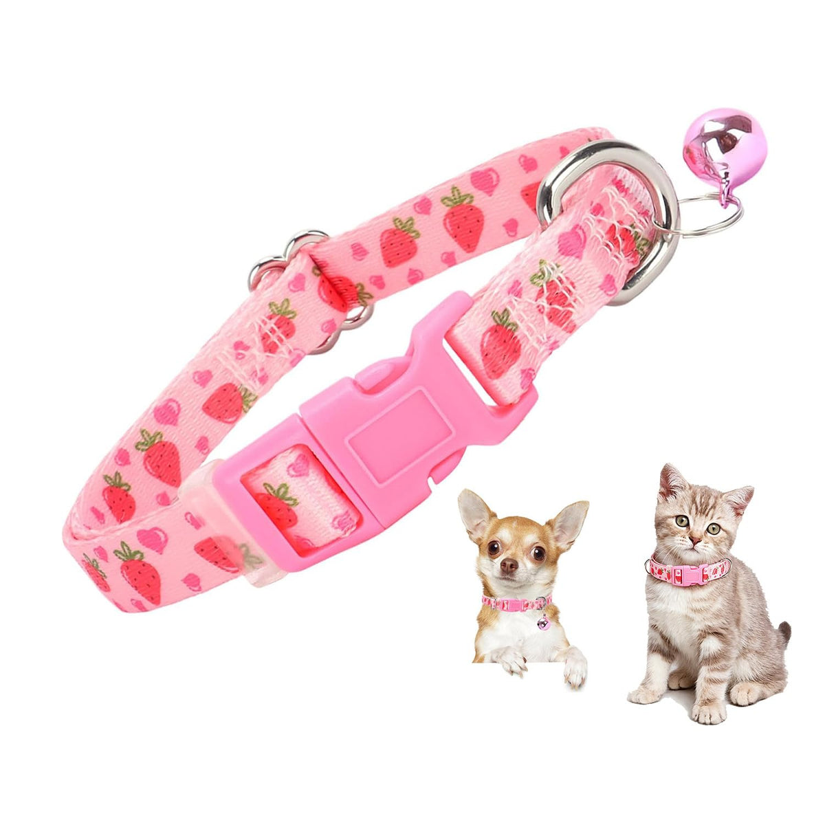 XS XXS Dog Collar with Bell Girls,Pink Kitten Puppy Collar with Buckle