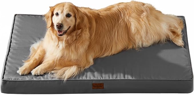 BFPETHOME Outdoor Dog Bed for Large Dogs, Waterproof, Orthopedic with Removable Washable Cover, Egg Crate Foam Mat (36 x 27 In, Dark Grey)