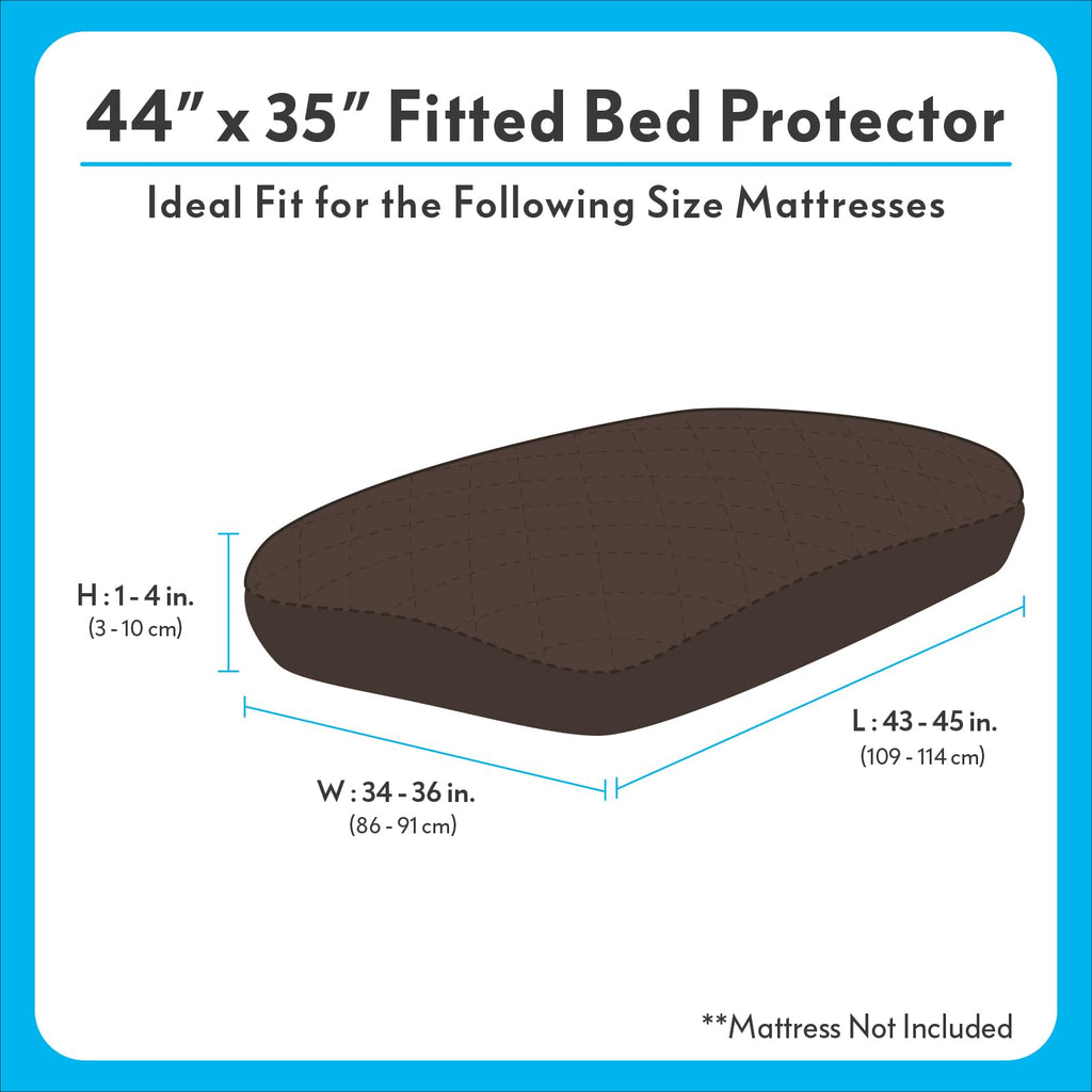 Paw Inspired Waterproof Fitted Dog Bed Cover, Dark Brown, 44x35x6 Inch