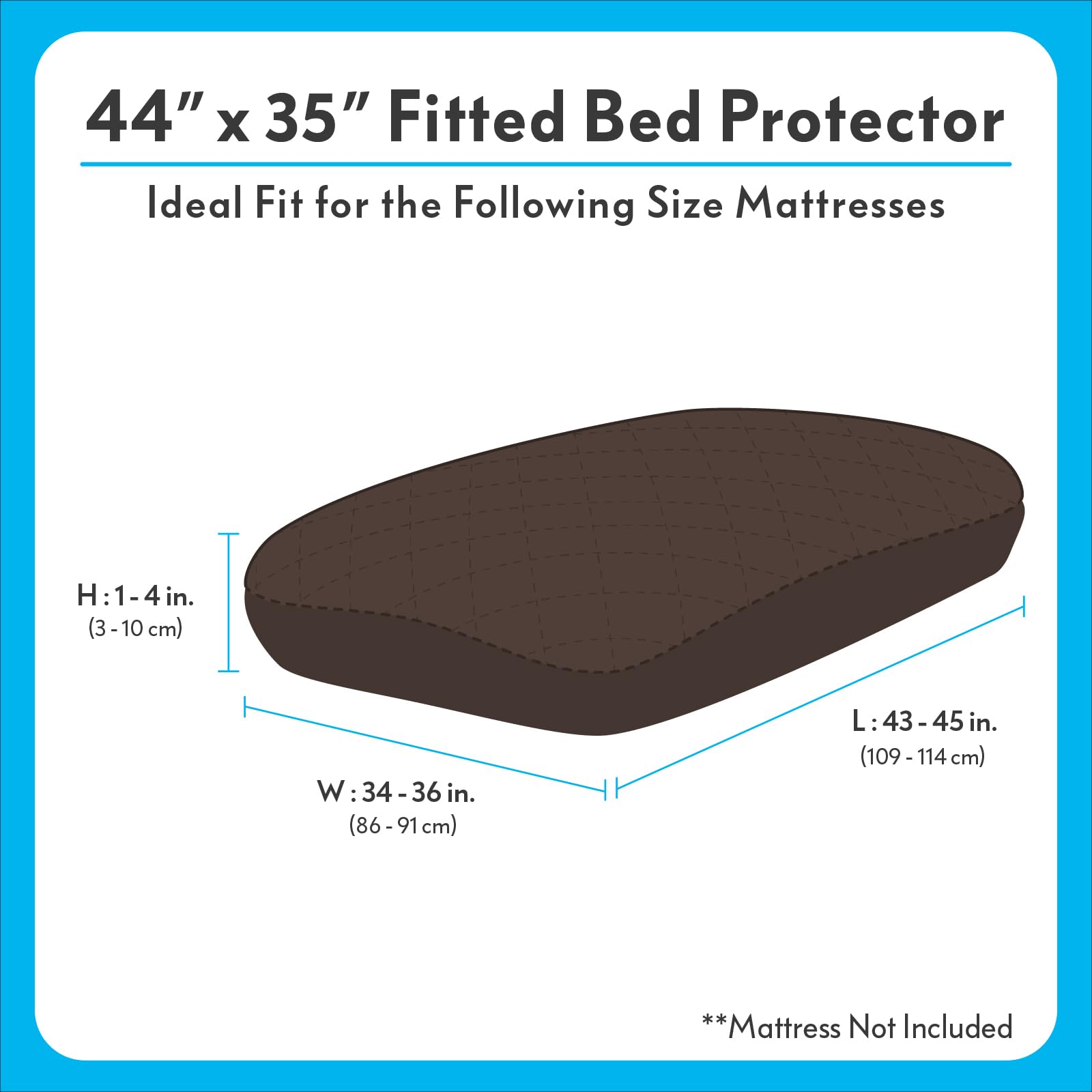 Paw Inspired Waterproof Fitted Dog Bed Cover, Dark Brown, 44x35x6 Inch