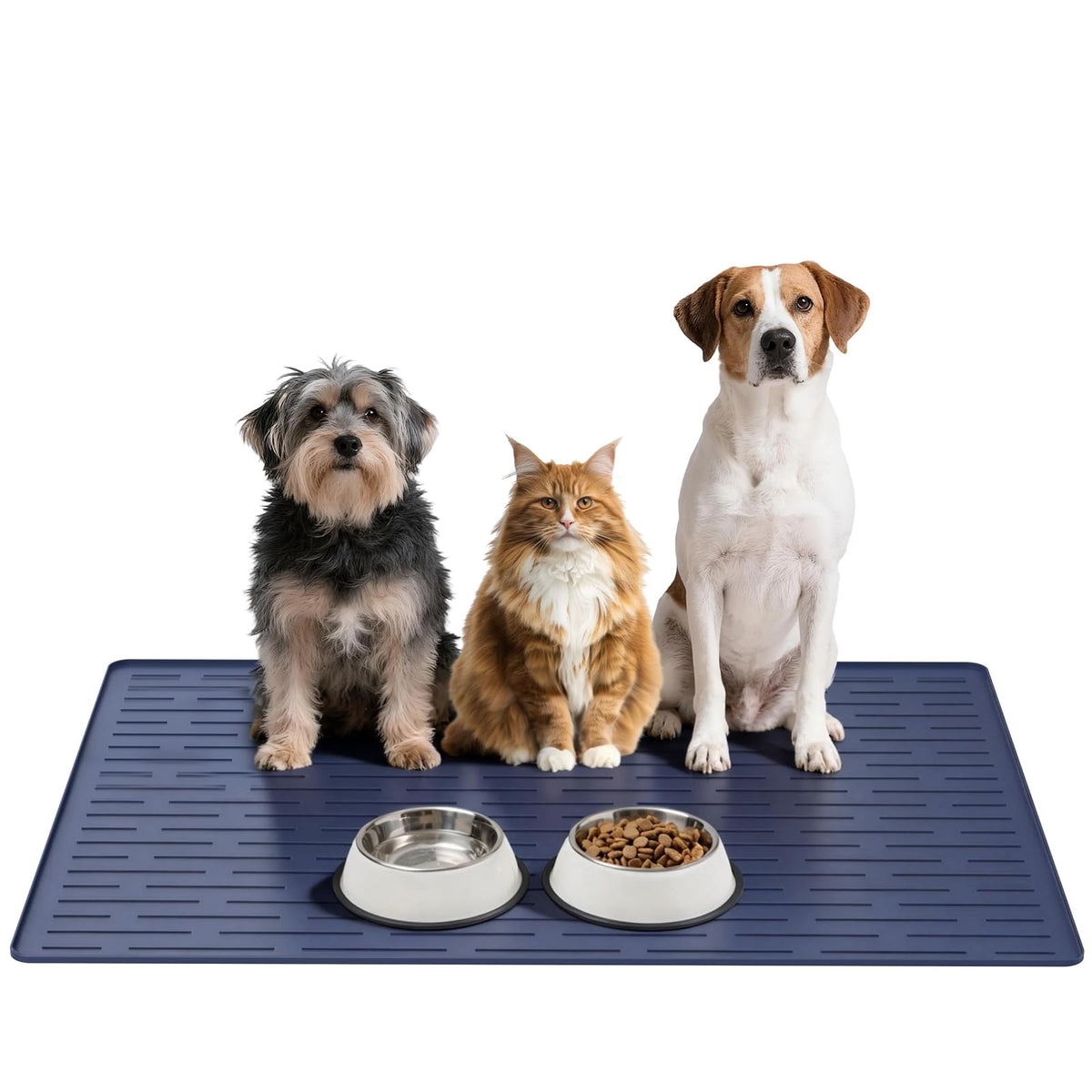 Large Dog Mats for Food and Water, 40"x30" Waterproof Pet Food Mats for Floor Nonslip Silicone Bowl Mats with Raised Edges