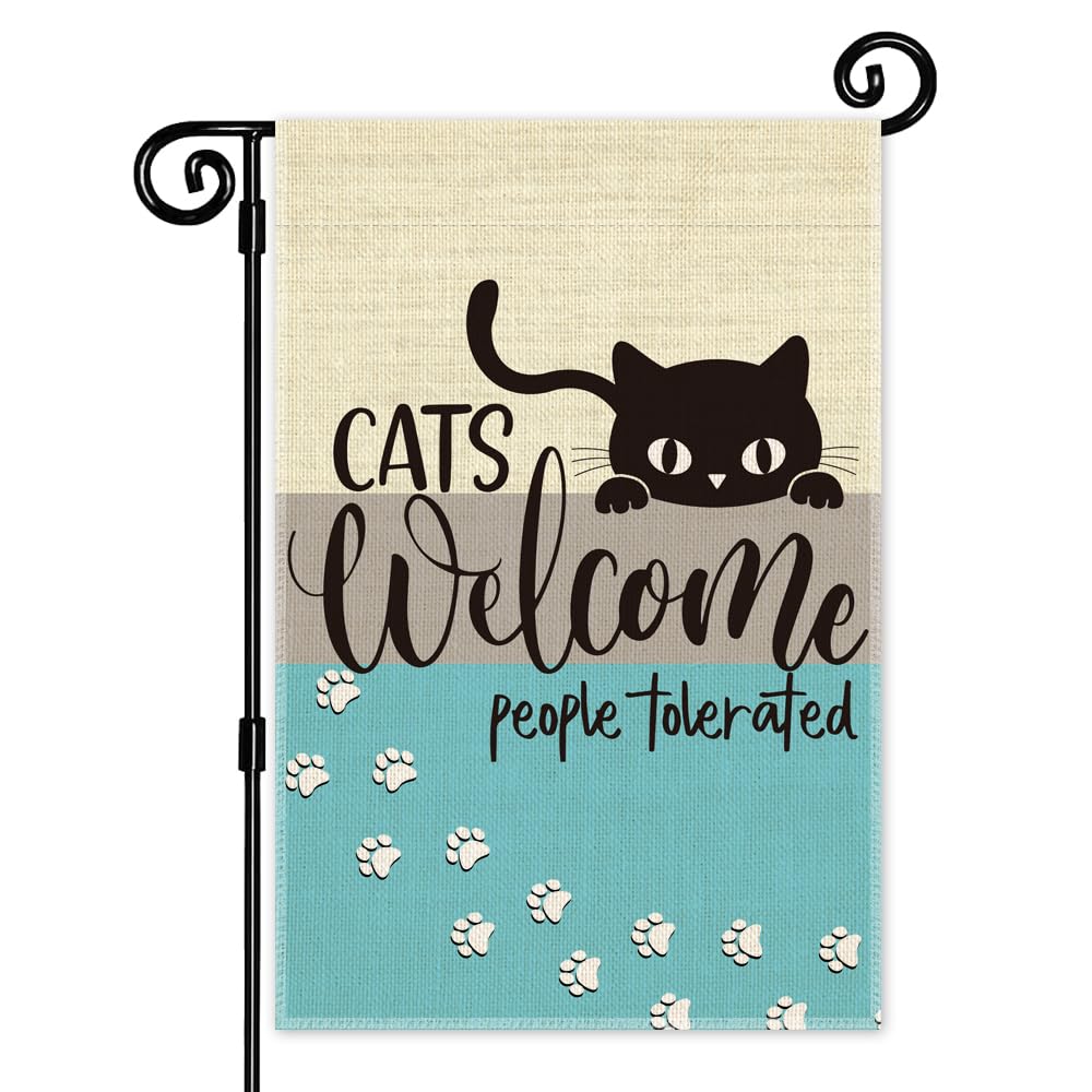 JMYROG Cats Welcome Garden Flag for Outside, Cottagecore Cat Yard Sign