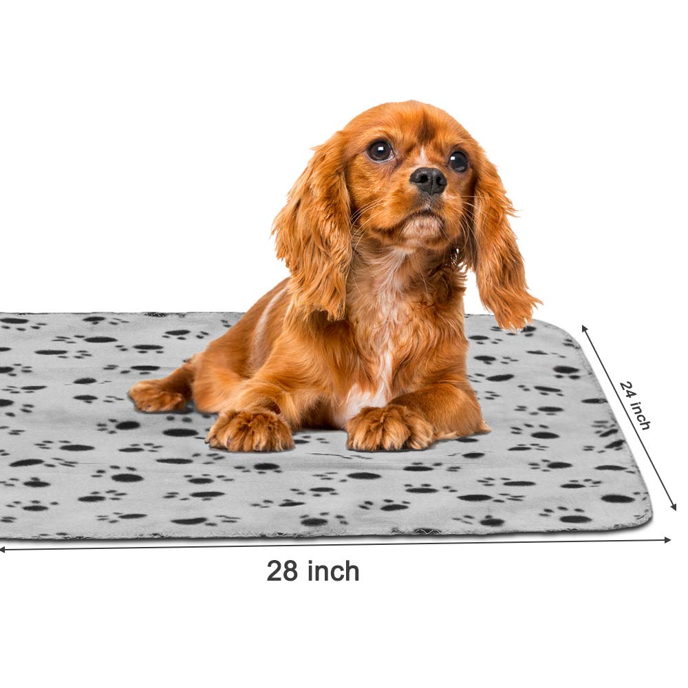 Comsmart Dog Blankets for Small Dogs, 6 Pack Puppy Blanket Cute Paw Print Pet Blanket for Dog, Puppy, Cat, Kitten, 24x28 inches, Grey