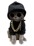 QWINEE 3Pcs Dog Hoodie Cat Apparel Dog Custume Set with Necklace and Sunglasses Pet Clothes for Puppy Small Medium Dogs Cats Multicolor M
