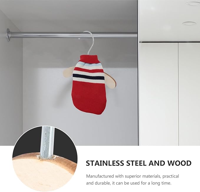 STOBAZA 10pcs 8.66 Inch Wooden Pet Hangers Small Dog and Cat Clothes Hangers Sturdy Wear-Resistant Household Pet Accessory for Closet Organization