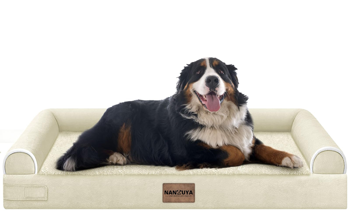 NANUYA Orthopedic Dog Bed for Jumbo Dogs, 48 x 33 Inch, Light Grey
