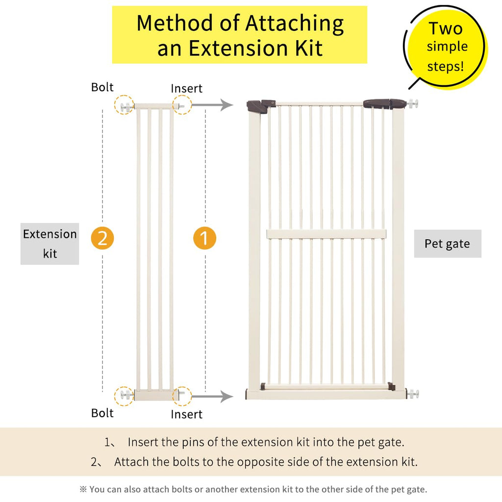 Lumizone 61.02" Extra Tall Pet Gate Extension Kit 8.27" Wide Cream