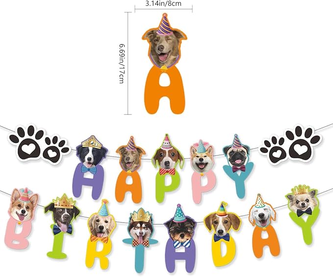 Dog Boy Birthday Party Outfits,Birthday Hat, Bow Tie, Bandana, Happy Birthday Banner,Puppy Pet Theme Decorations Suit for Girl Golden Doodle Teddy Husky Labrador (4PCS Pink)