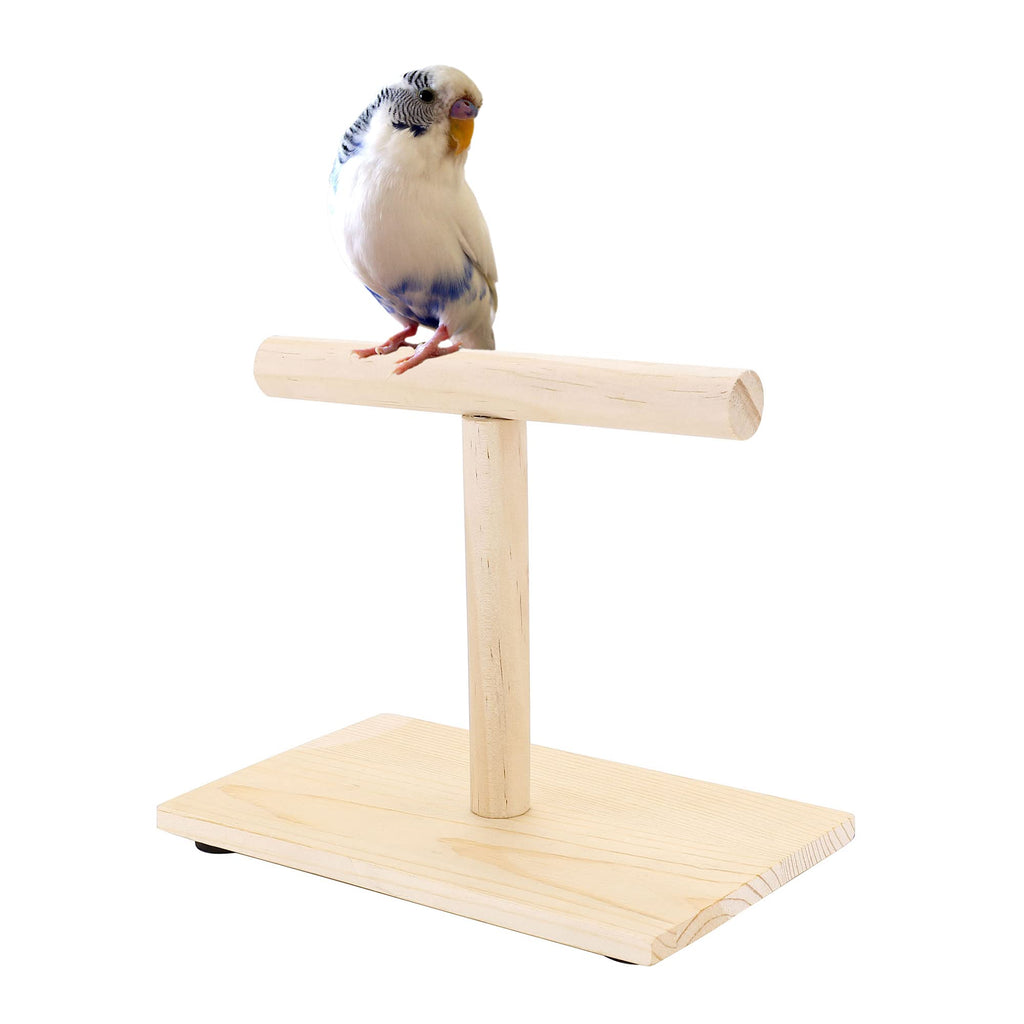 Filhome Wooden Bird Training Stand Portable Tabletop Bird Perch T-Stand