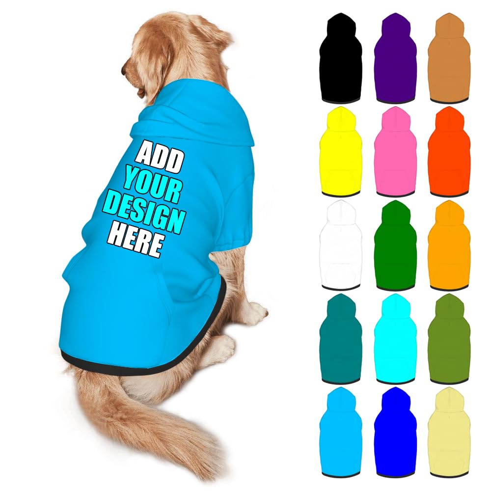Mynvzrk Custom Dog Clothes with Photo Name Logo Personalized Dog Sweaters for Small Medium Large Dogs Breathable Warm, Gold, L
