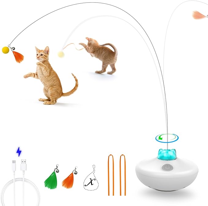 Oxawo Interactive Cat Toys Indoor Cats Toy Automatic Moving Feather Wand