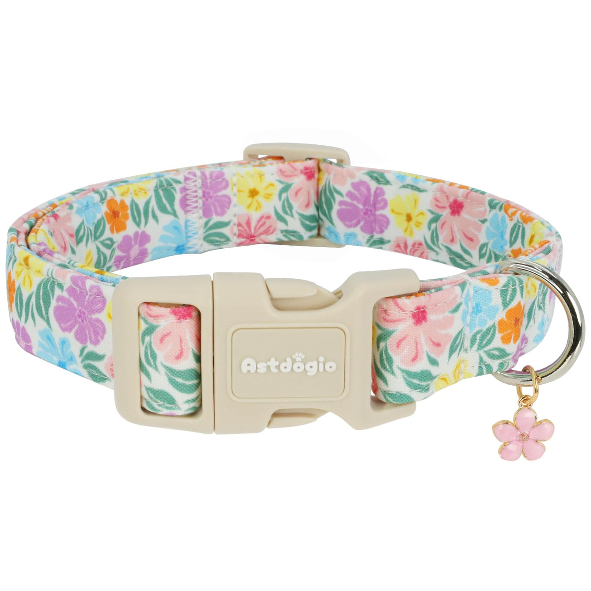 Astdogio Strawberry Dog Collar for Large Dogs, Adjustable Pink Puppy Collar with Quick Release Buckle, Cute Dog Collar for Girl or Boy Dogs, L