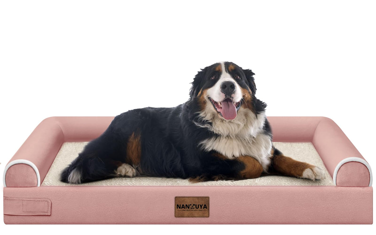NANUYA Orthopedic Dog Bed for Jumbo Dogs, 48 x 33 Inch, Light Grey