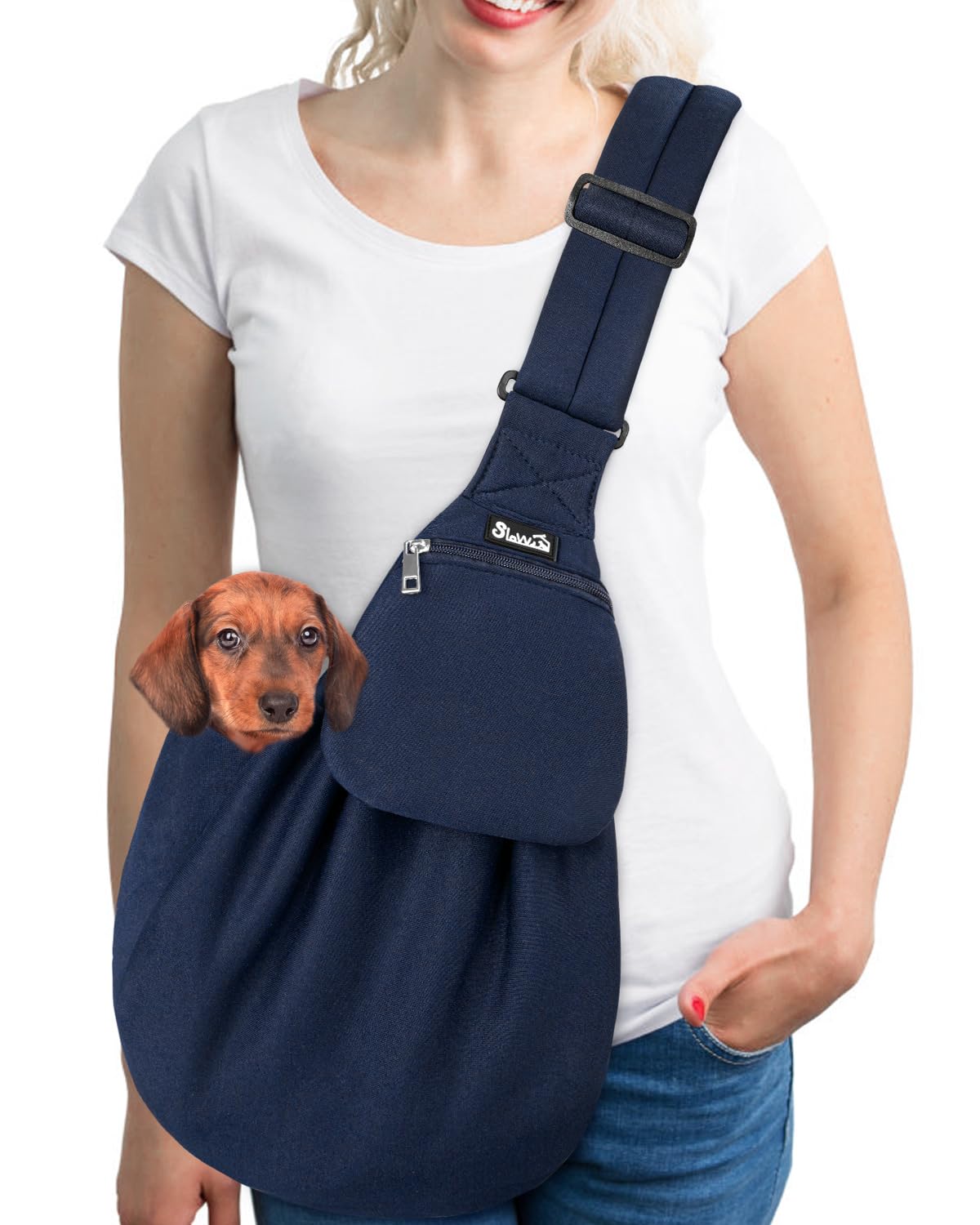 SlowTon Dog Carrier Sling - Thick Padded Shoulder Strap Adjustable, DGY S