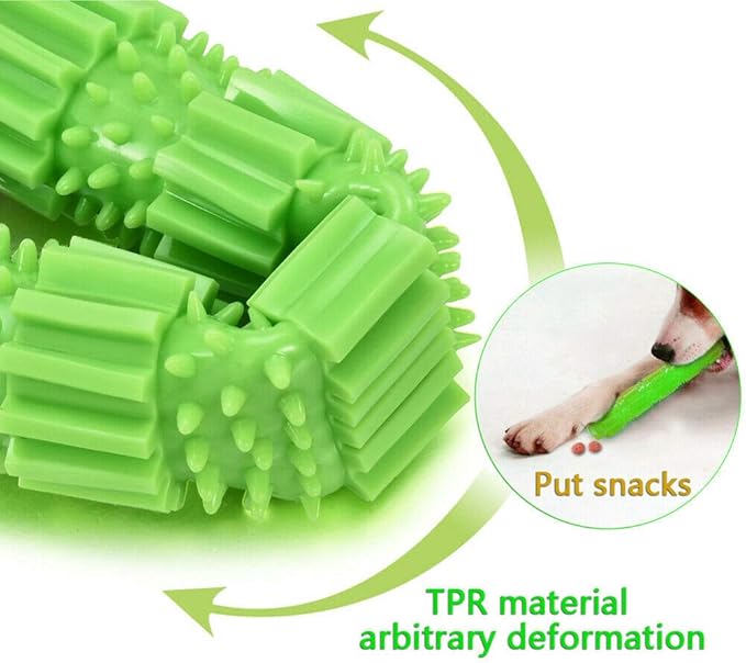 oAtm0eBcl Pet Dog Chew Toy, TPR Rubber Stick Puppy Chewy Toy for Aggressive Chewer, Teeth Cleaning & Slowing Feeding Toy for Dogs Green L