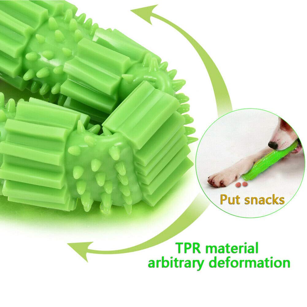 oAtm0eBcl Pet Dog Chew Toy, TPR Rubber Stick Puppy Chewy Toy for Aggressive Chewer, Teeth Cleaning & Slowing Feeding Toy for Dogs Green L