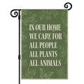 JMYROG In Our Home We Care for All People Plants Animals Garden Flag, Double Sided Yard Outdoor Farmhouse Lawn Porch Decor Banner, Ally Yard Flag, Inclusive Gifts For Family Friend Plant Animal Lover