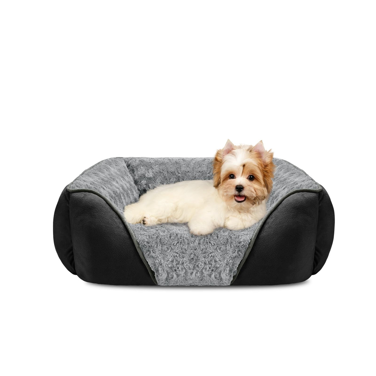 INVENHO Large Rectangle Orthopedic Dog Bed for Medium Small Dogs, Washable Soft Calming Puppy Sleeping Cuddler With Anti-Slip Bottom L(30"x24"x9")