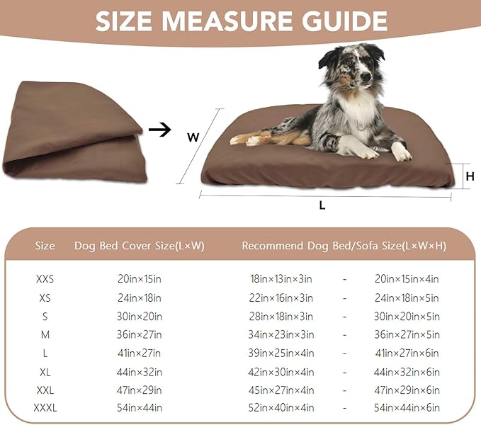 Dog Bed Cover Waterproof Replacement Machine Washable Covers for 44x32 Inch Dog Bed Heavy Duty Scratch Resistant Mattress Protector Pet Bed Cover Only Brown