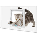 Cat Door for Window Insert, Fits 14-24 Inch, Clear Plexiglass, 4-Way Lock