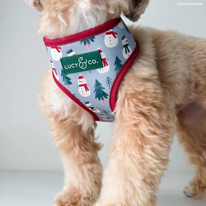Lucy & Co. Reversible Dog Harness - Water-Repellent Neoprene, Dual-Print Design, Easy Swap Style, Adjustable Comfort Fit - Snow Much Fun Reversible Harness - X-Small